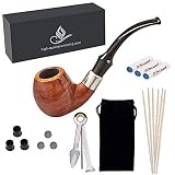 Capo Lily Tobacco Pipes, Handmade Pear Wood Bent Smoking Pipe with Accessories(Scraper/Filter Element/Filter Ball/Pipe Tip Grips/Gift Box/Bag)