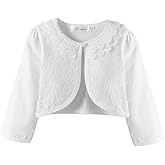 Acecharming Girls' Shrug Sweaters Long Sleeve Lace Bolero Cardigan Shrug Button Closure Bolero Dress Cover Up for 2-10 Years