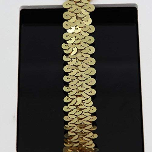 Yontree Elastic Gleaming Ribbon Sequin Applique Bridal Wedding Applique 10 yards