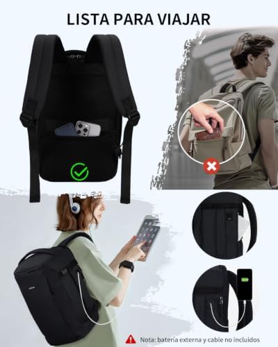 Mochila própria Ryanair Compart para PC, bolso traseiro escondido até 14"
