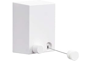 BESy Retractable Clothesline ABS case+Aluminum Dryer with Adjustable Stainless Steel Rope String Hotel Style Heavy Duty, Drill Free & Wall Mounted Method, 13.8 Feets,White