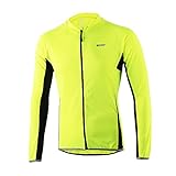 ARSUXEO Outdoor Sports Men's Slim Fit Cycling Jersey Long Sleeves Bike Bicycle MTB Shirts 6022 Green Size XX-Large