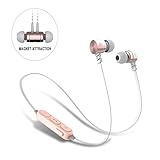 Bluetooth Earbuds,Magnet Attraction V4.0 Wireless In-Ear Sports Earphones Headset Headphones Noise Reduction Earbuds Stereo Earphones with Microphone and Volume Control (Pink)