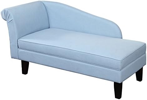 Target Marketing Systems Leena Collection Contemporary Storage Chaise With Cotton Upholstery, Light Blue