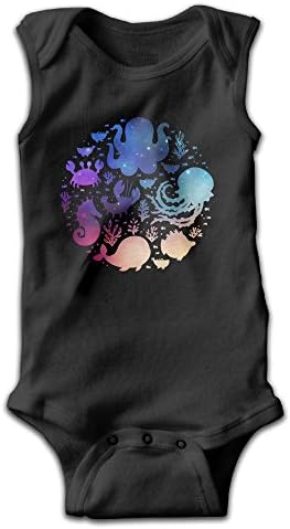 Galaxy Marine Animal Print Baby Girl's Cotton Sleeveless Rompers Outfits