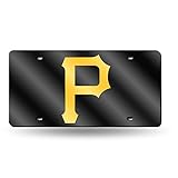 MLB Pittsburgh Pirates Laser Cut License Plate, Black Base
