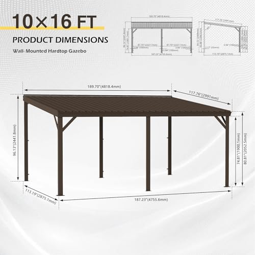 Domi 10x16 Wall Mounted Hardtop Gazebo Review: Lean-To Patio Shelter image 17