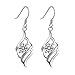 Elegant Lovely 925 Sterling Silver Angel Wing Dangle Drop Hook Earring with White AAAAA Cubic Zirconia Allergy Free Wedding Engagement Party Jewellery