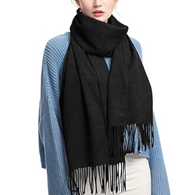 Women Scarf - Winter Scarves Warm Shawl Wraps Long Large Solid Color Two Tone Tassel Blanket For Ladies And Men