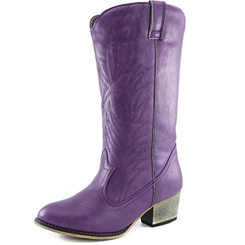 DailyShoes Women's Embroidered Legend Western Cowboy Knee High Boot with Side Pocket, 9