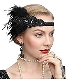Cizoe Women's Vintage Feather 20S Headpiece 1920S Flapper Headband Roaring,Black
