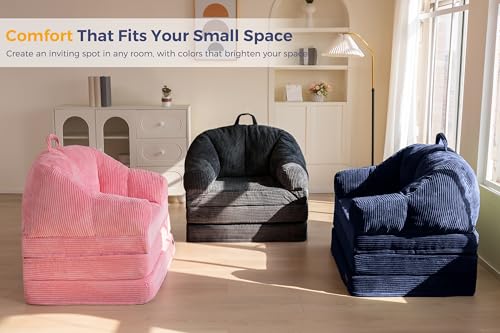 MAXYOYO Folding Sofa Bed with Backrest, Folding Bed without Structure with Handle, 2 in 1 Convertible Pouffe to Floor Sofa, Comfortable Folding Sofa for Bedroom and Living Room