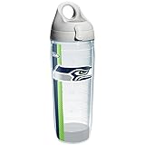 Tervis NFL Seattle Seahawks Wrap Individual Water Bottle with Gray Lid, 24 oz, Clear