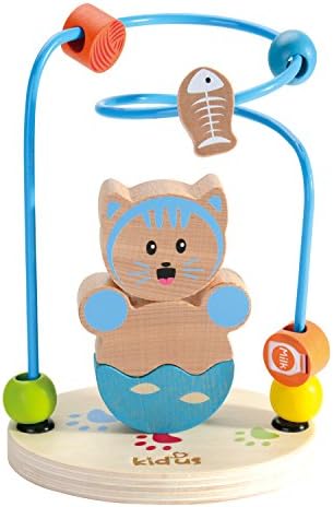 QiChuang USA Wooden Stacking Bead Maze-Cat Table Top Games