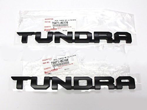Qukparts 2pcs OEM Black " Tundra " 2013-2017 5.7L V8 TRD PRO Tundra Side Door Emblem Matte Genuine