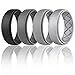 Egnaro Silicone Ring Men, Inner Arc Ergonomic Breathable Design, Mens Silicone Wedding Band 4 Rings / 1 Ring Rubber Wedding Bands, 9mm Wide-2.5mm Thick