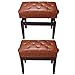 AW Adjustable Piano Bench with Storage Brown Wooden Keyboard Stool Seat Leather Cushion Paino Chair for Piano Shop Music School Studio Capacity 400lbs