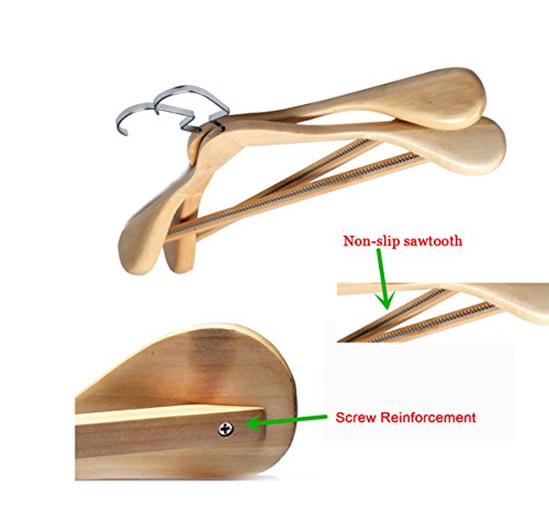 Etech Jacket Hangers Coat Hangers 6-Pack for Coats and Pants Wooden Clothes Hanger Solid Wood Suit Hangers with Non Slip Bar Walnut Finish Wooden Coat Hangers Clothes-rack (Natural Wood, 6)