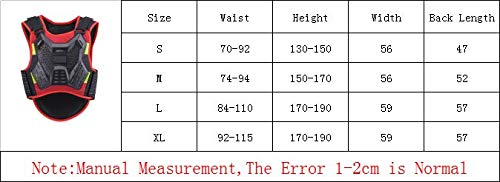 BARHAR Motorcycle Protective Gear Protective Clothing Cycling Armor Body Chest Spine Protector Vest Protective (M back length 52cm)