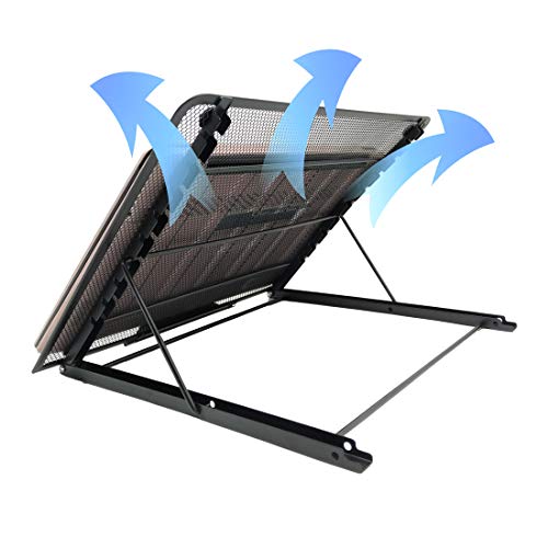 Ventilated Adjustable Foldable Portable Laptop Tablet Stand Riser, Large Version Light Box Laptop Pad Stand with 9 Angles Skidding Prevented Tracing Holder, Fits Up to 10-15.6 inch Notebook, Black