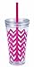 Copco Minimus 24 oz Tritan Insulated Tumbler with Removable Straw - Leak-Resistant Twist-Lock Lid, Double-Wall BPA-Free - Dishwasher Safe Travel Cup for Cold Beverages (Chevron Magenta Pink)