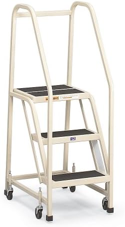 Ega Mobile Office Ladder - Three Step With Hand Rails - Gray - Gray
