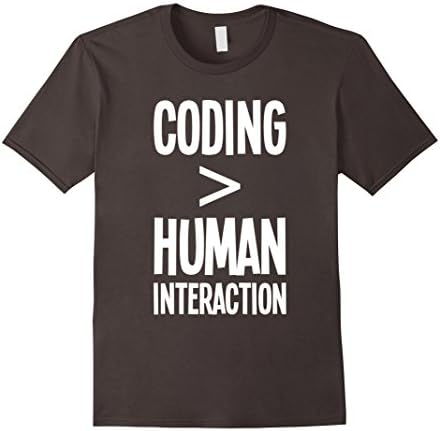 Mens Coding > Human Interaction - Funny Programming T-Shirt Medium Asphalt
