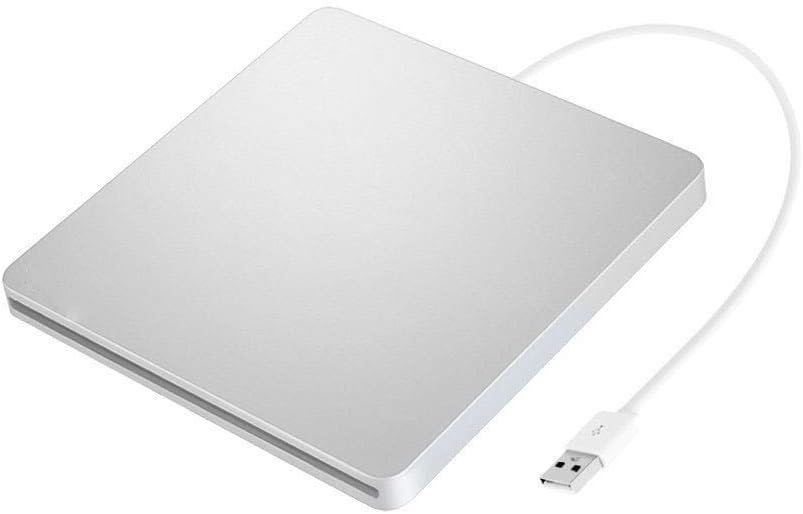Ploveyy External CD DVD Drive USB Ultra-Slim Portable CD DVD RW/DVD CD ROM Burner/Writer/Superdrive with High Speed Data Transfer for Mac MacBook Pro/Air iMac Laptop (Silver)