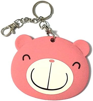 GTONEE Plastic Cute Credit Card Cases Key Chains ID Card Case Ring Teddy Pink