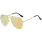 ENSARJOE Classic Aviator Flat Lens Sunglasses For Women And Men Metal Frame
