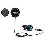 Lumsing Bluetooth 4.0 In Car Kit Adapter Hands-Free Wireless Calling Streaming Dongle LCD FM Transmitter +10W USB Charger + Mounts (Microphone)