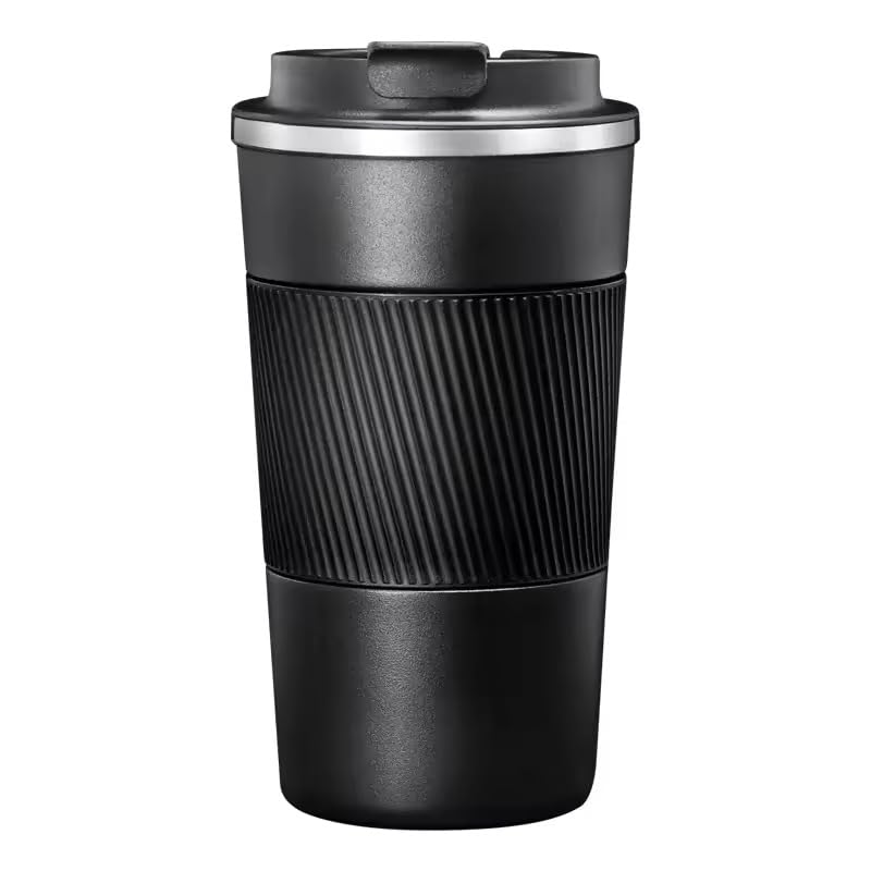 NOBLE BLOOD Travel Coffee Mug Insulated Stainless Steel Coffee Cup for Cold and Hot Drinks Home Office Outdoor Works 380ml/13oz (Black, 380ml)