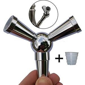 FlyCol Shisha Schlauch Adapter | 1 zu 2 Verteiler zum Anschluss weiterer Schläuche an deiner Wasserpfeife | Splitter Zubehör Schischa Feder Erweiterung (Silber)