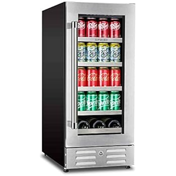 Sipmore Beverage Refrigerator And Wine Cooler Fit Perfectly Into 15 Inch Space Stainless Steel Shelf 88 Can And 3 Bottle Built In For Soda Beer