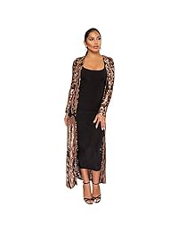 Mujer Lentejuelas Hasta el tobillo Brillante Cardigan Abierto Frontal Abrigo Vestidos