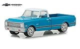 1972 Chevrolet C-10 Pickup Truck Blue w/White Top and Black Stripes 100 Years Anniversary of Chevrolet Trucks 1/64 Diecast Car Greenlight 27970 C
