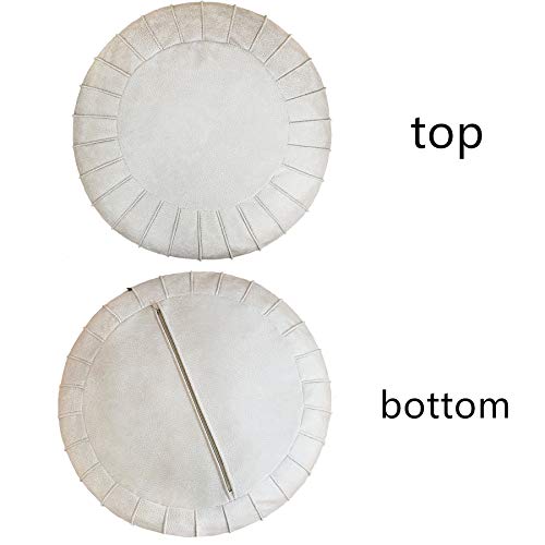 Thgonwid Handmade Suede Pouf Footstool Ottoman Faux Leather Poufs 23" x 14" -Round Floor Cushion Footstool for Living Room, Kids Room and Wedding, Unstuffed, Beige