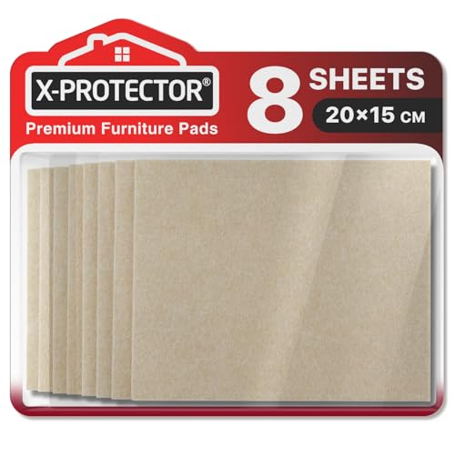 Furniture Pads X-PROTECTOR 8 PCS - 20 x 15 cm 5 mm Thick Furniture Felt Pads Heavy-Duty Floor Protectors. Premium Felt Pads for Furniture Feet - Self-Adhesive Pads Chair Leg Floor Protectors!