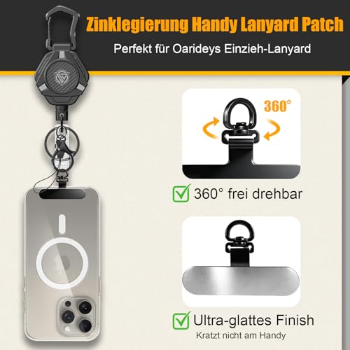 Oaridey Magnetischer Handy-Diebstahlschutz, einziehbare Handy-Stahlkette mit robustem Karabiner & 360° Metall Pads, diebstahlsicheres Handyband für Skifahren, Wandern, Angeln, Konzerte und Reisen, 2er