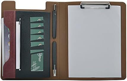 Office Portfolio Case with Clipboard, Letter Size Writing Pad, Black+Red