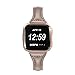 bayite Bands Compatible with Fitbit Versa/Fitbit Versa Lite/Fitbit Versa 2, Replacement Accessories Strap Slim Genuine Leather Band Women Men, Tan (5.3