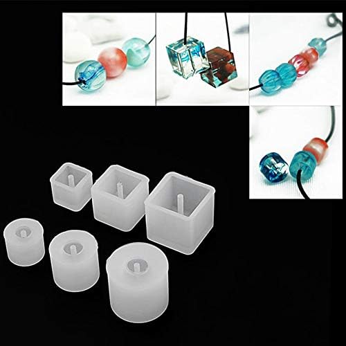 TYewa98556 6Pcs/Set Round Square Silicone Jewelry Making Mold DIY Handmade Hand Tool Craft - White