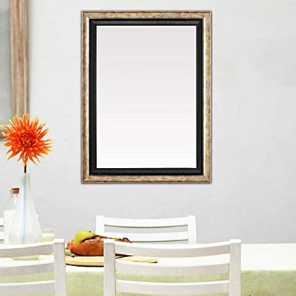 Dhawan Glass PVC Antique Gold and Black Fram with Mirror Size (18x24 Inches)