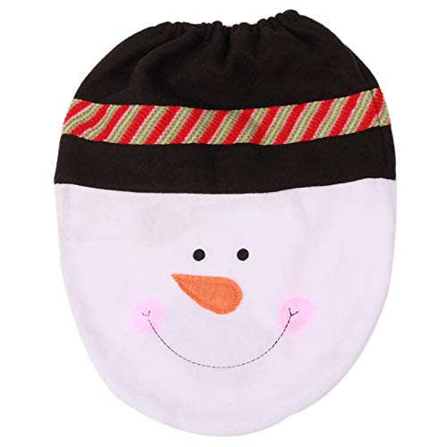 StyleZ Christmas Decorations Bathroom Toilet Seat Cover Red Santa with 3D Nose,Toilet Seat Cover +Tank Cover+Tissue Box Cover - Set of 3 (Dark Green)