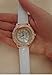 New Arrival ~ Fashion Round Case Quartz Watch Wristwatch Timepiece with Rhinestones Decor for Lady Female - White