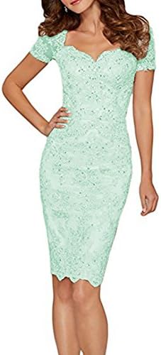 WHZZ Women's Sheath Mother of Bride Dress Cap Sleeve Knee Length Wedding Evening Dress