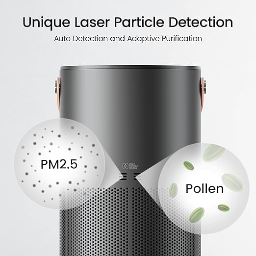 smartmi Air Purifiers for Home, Works with HomeKit Alexa, Smart Air Purifier with Handle, Auto Mode, 19db, 0.08 µm Particles Captured, H13 HEPA Filter, P1 Dark Grey