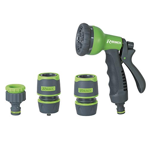 Ribimex PRA/TB.1312 Kit irrigazione con Pistola multigetto 8 funzioni, Grigio/Verde, 245x70x145 cm