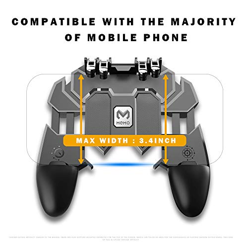 Meo Mobile Game Controller [Six-Finger] - Game Controller with Gaming Trigger, Shoot Sensitive Controller Gamepad Aim & Fire Trigger for PUBG/Fortnite (Black) - Thumbnail 4