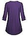 Women 3 4 roll up sleeve Tops,Nandashe V Neck Plus Size Shirts Blouses Purple XL